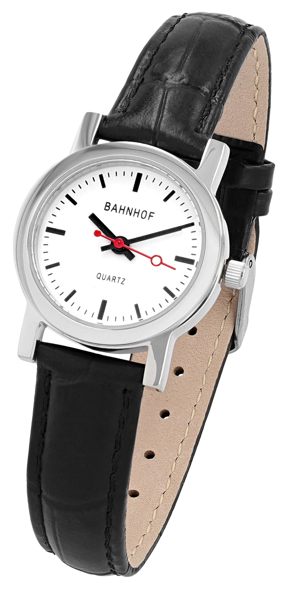 Bahnhof Damenuhr mit Echtlederarmband