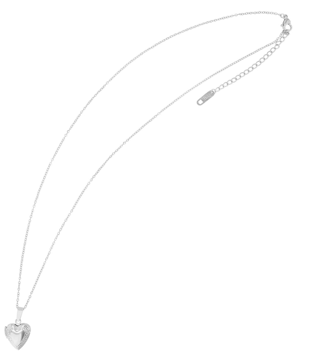 "Luxa" Edelstahl Akzent Halskette 43 + 5 cm mit Herzmedaillon, silberfarben