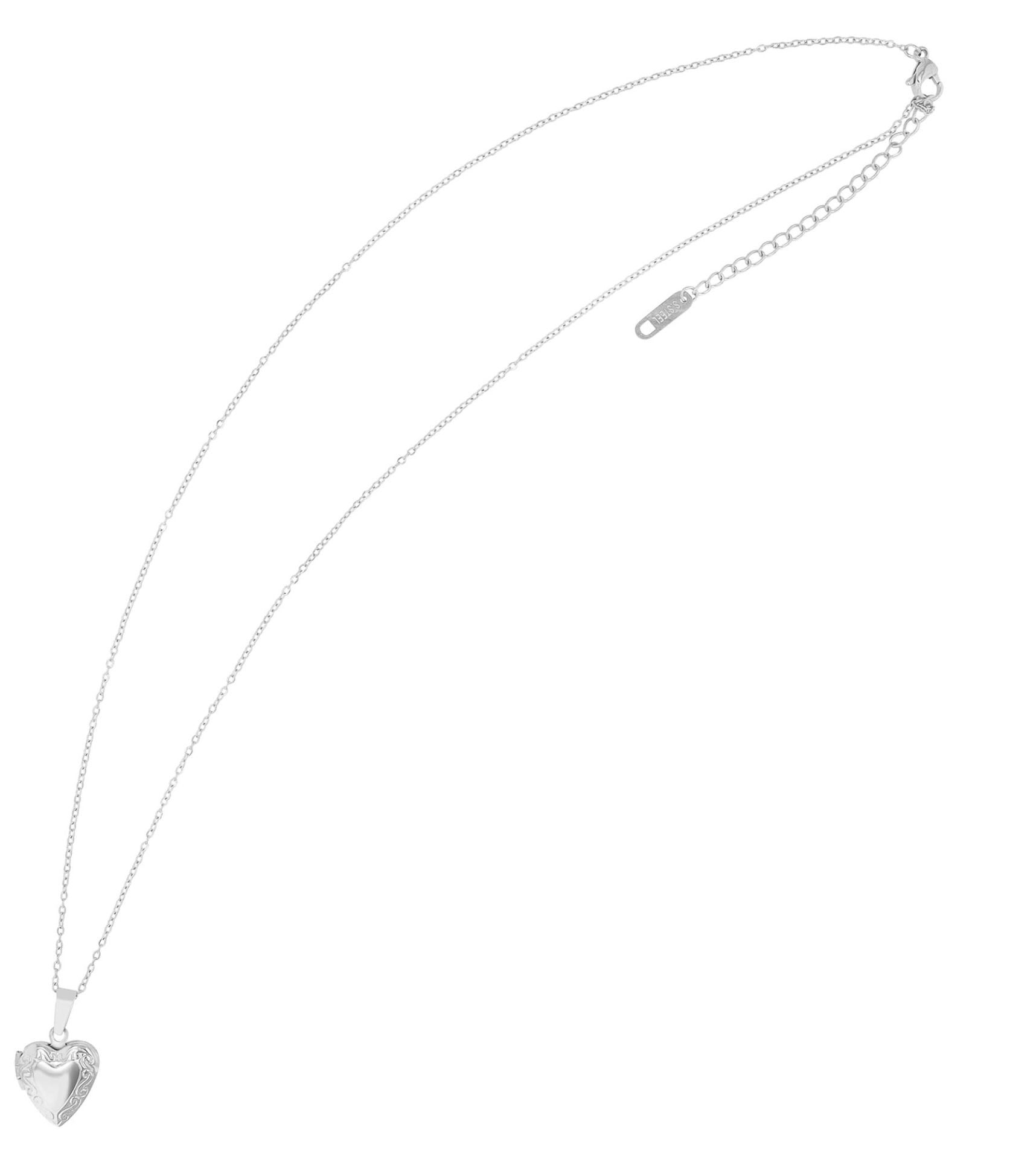 "Luxa" Edelstahl Akzent Halskette 43 + 5 cm mit Herzmedaillon, silberfarben