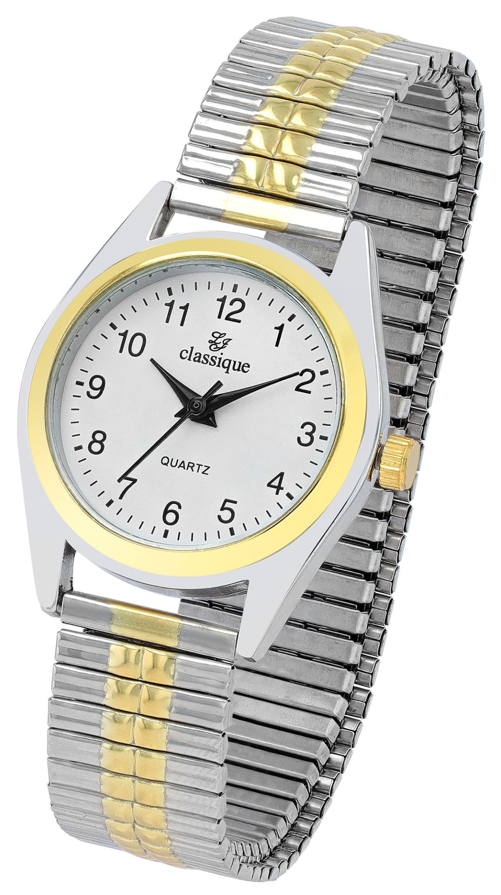 Classique Damenuhr mit Edelstahl-Zugarmband Ø 28 mm, bicolor/ weiß