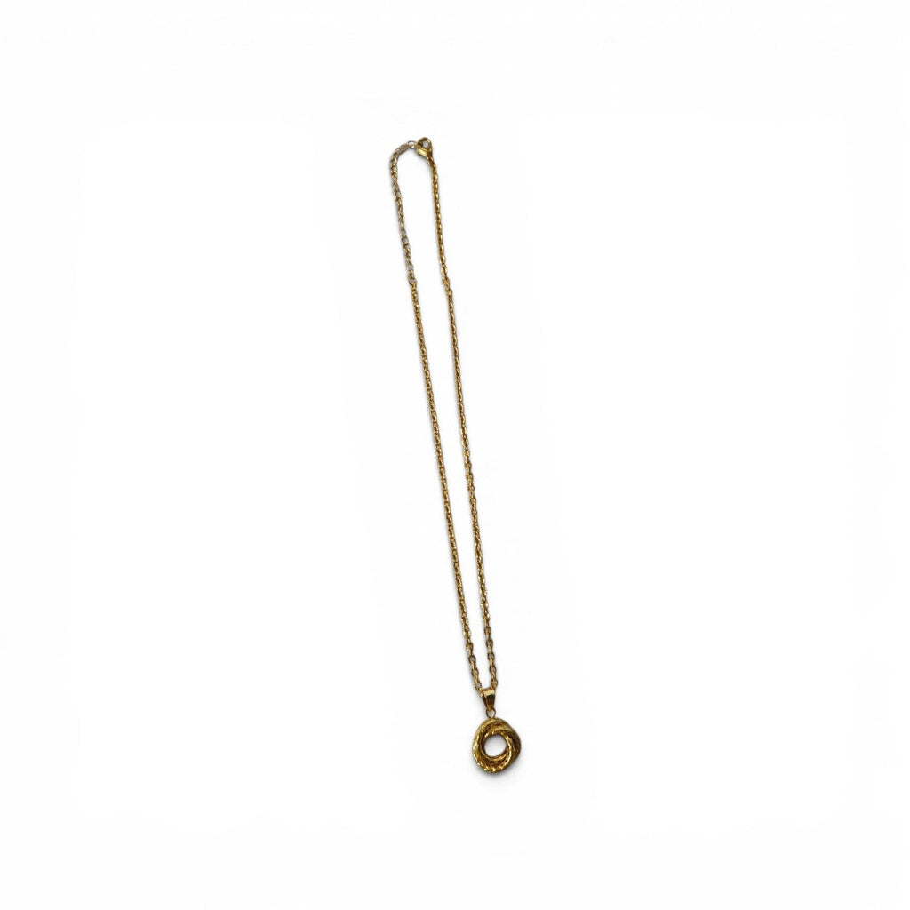 Elegantes Schmuckset Goldfarben – Halskette mit Ring-Anhänger & Creolen für Damen